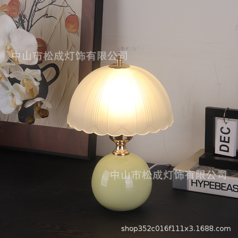 专供-陶瓷玻璃-圆帽顶烛光小夜灯护眼调光遥控调光