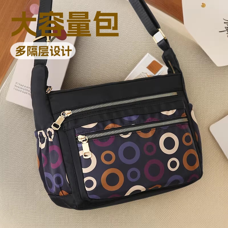 New Single Shoulder Crossbody Bag for Women, Large Capacity Nylon Canvas Bag, Middle-Aged and Elderly Mom Bag, Multi-Compartment Business Wallet