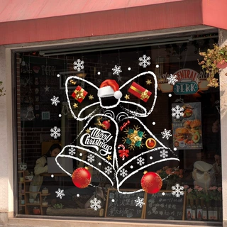 圣诞铃铛节日装饰品静电玻璃贴商场橱窗花场景贴纸跨境christmas