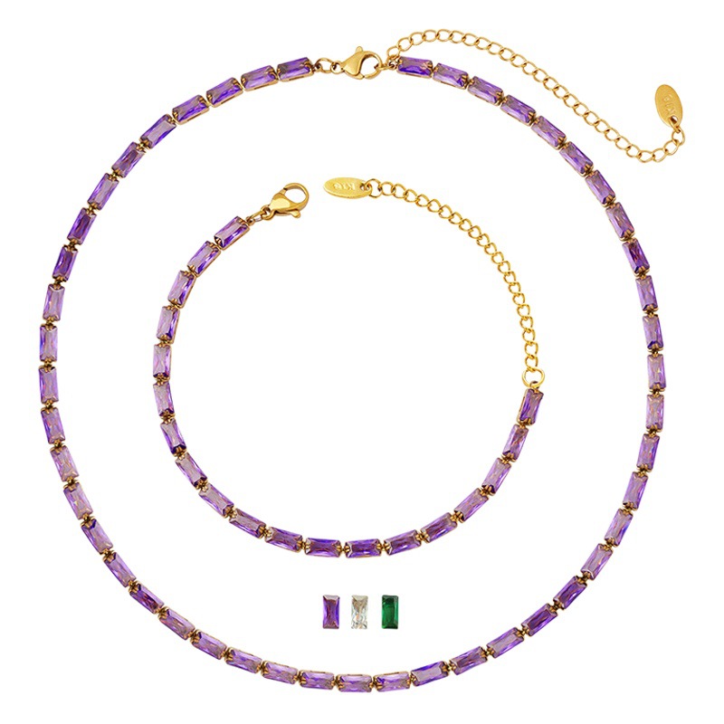 Luz de lujo no se desvanece de acero de titanio chapado 18K collar de costura de cadena cuadrada geométrica de colores europeos y americanos