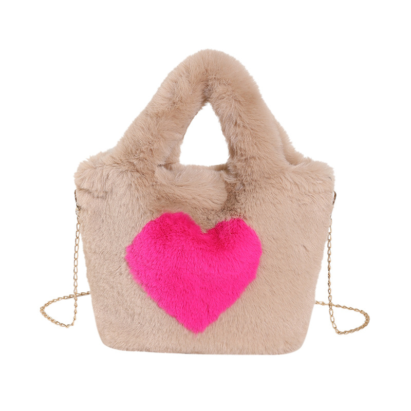 Autumn And Winter New Plush Love Chain Bag Casual Versatile Fashion Trend Handheld Tote Bag Single Shoulder Crossbody Women's Bag_senzul.com