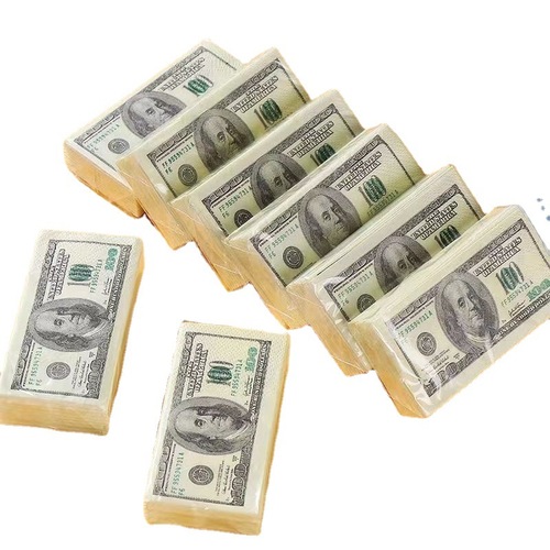 Simulated US dollar printed tissue paper, bamboo pulp table napkins, disposable handkerchiefs, paper money-style tissues, roll paper series, dropshipping
