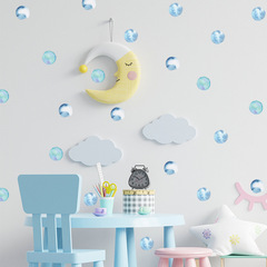 新款FX-F269藍色水彩圓點臥室衣櫃冰箱玄關DIY家居牆面裝飾牆貼紙