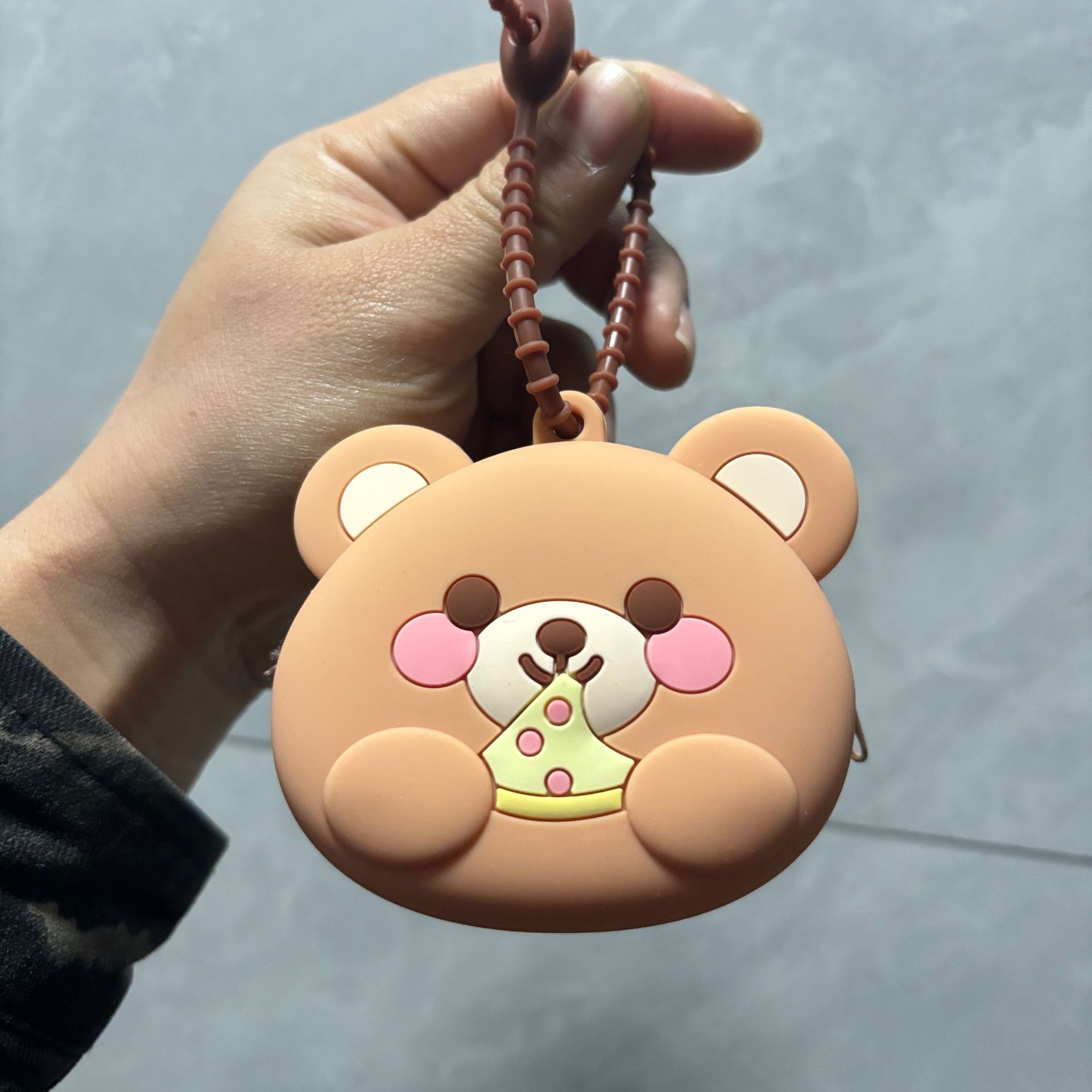 Bolsas de silicona de Año Nuevo lindas bolsas de cambio llaveros colgantes osos pareja llaveros agarrar la máquina de regalo pequeño