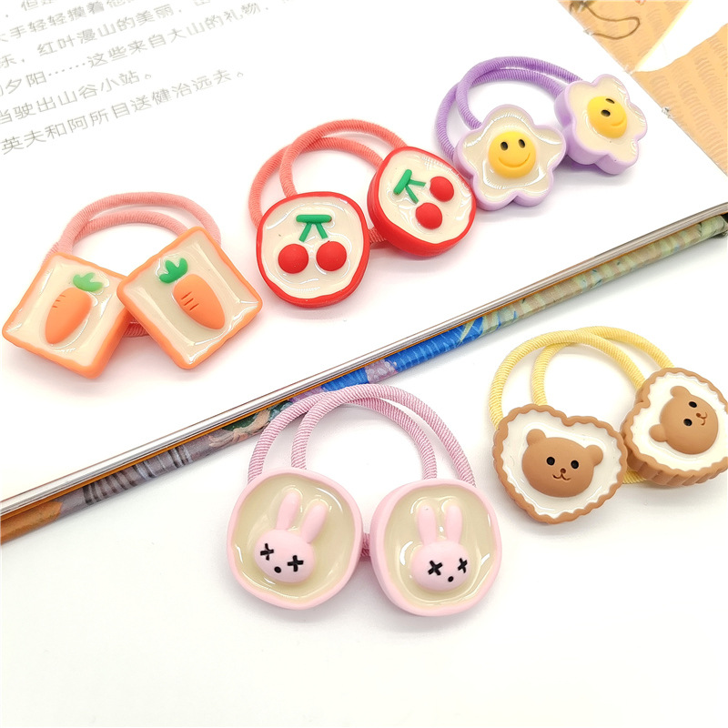 Cuerda de pelo para niños banda de pelo Super Cute Cartoon All-Match Chica gargantilla banda de pelo cuerda de pelo nuevo color caramelo lindo de dibujos animados