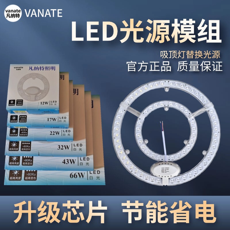 led ceiling lamp wick modification lamp plate magnetic attraction replacement lamp plate ring light source without stroboscopic lens side drive module