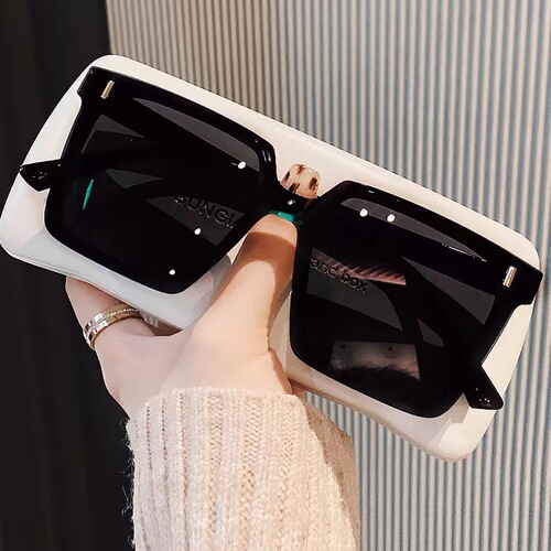 Square rice nail sunglasses  new trendy men's anti-UV sunglasses for driving women's high-end glasses