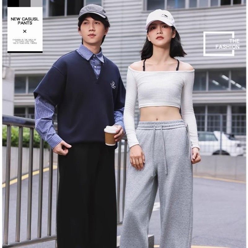 男女同款阔腿裤宽松休闲居家运动裤直筒亲肤柔软显瘦长裤