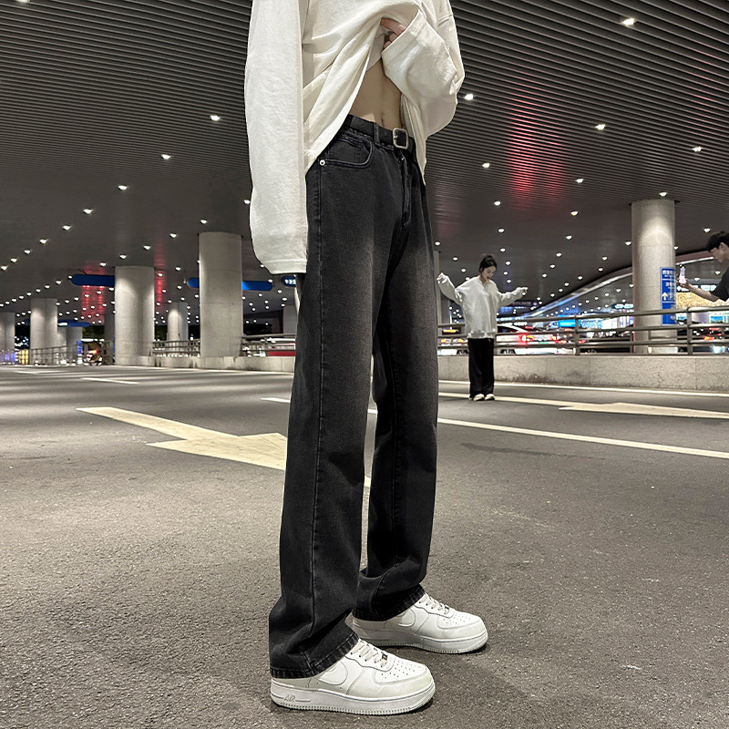 微喇牛仔裤男直筒修身2025秋冬季加绒新款美式vibe高街男生长裤子|undefined