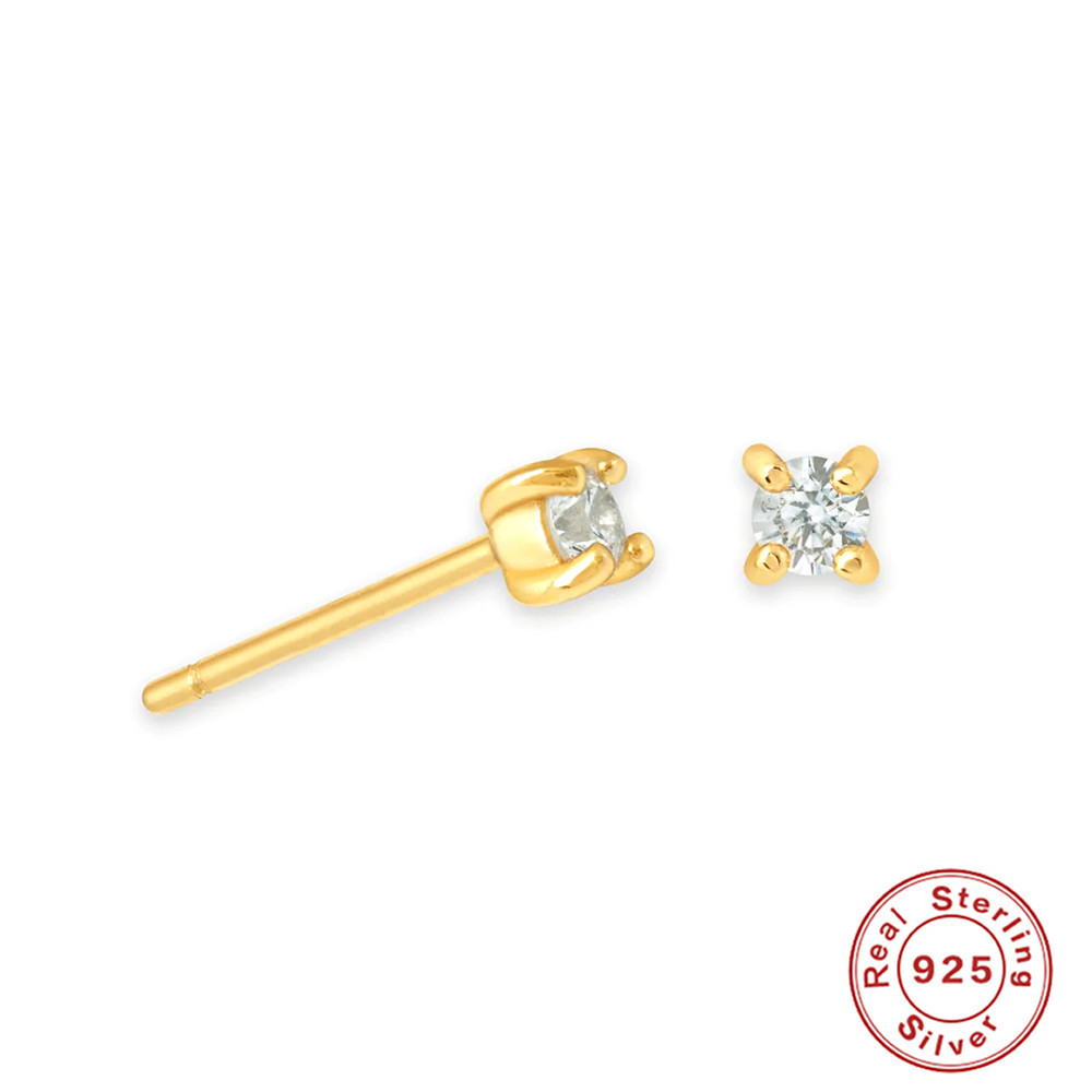 Style Simple Rond Argent Sterling Incruster Zircon Boucles D'oreilles 1 Paire display picture 1