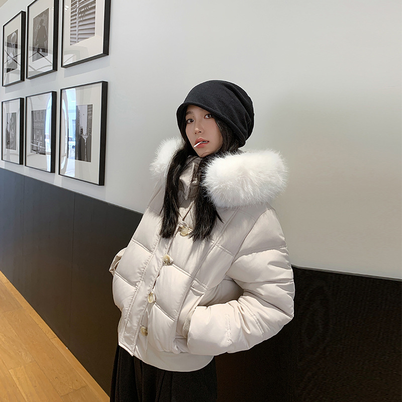 여성 겨울 후드 퍼카라 숏패딩 솜패딩 보온 캐주얼 점퍼