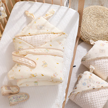 新生儿抱被加厚保暖棉绉布长耳婴儿包被豆豆绒安抚宝宝产房包裹