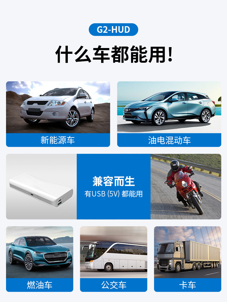 Cross-Border New Hud Car High-Definition Head-Up Display G2 Gps Car Outdoor Off-Road Vehicle Speed Guide Head-Up Display