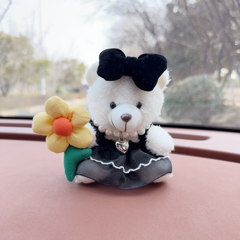 Creativo lindo cartón de dibujos animados peluche oso montado en la consola central decoraciones de automóviles accesorios de automóviles accesorios de automóviles para hombres y mujeres