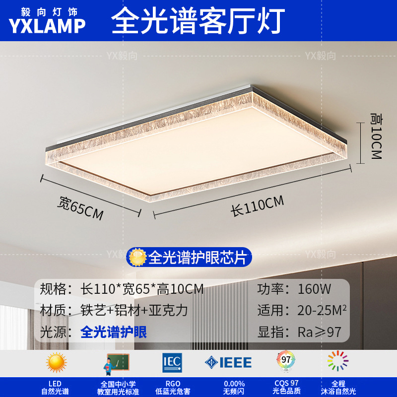 Italiano minimalista luces de sala de estar de alto nivel rectangular atmósfera doméstica diseñador de hielo grietas pasillo dormitorio luz de techo