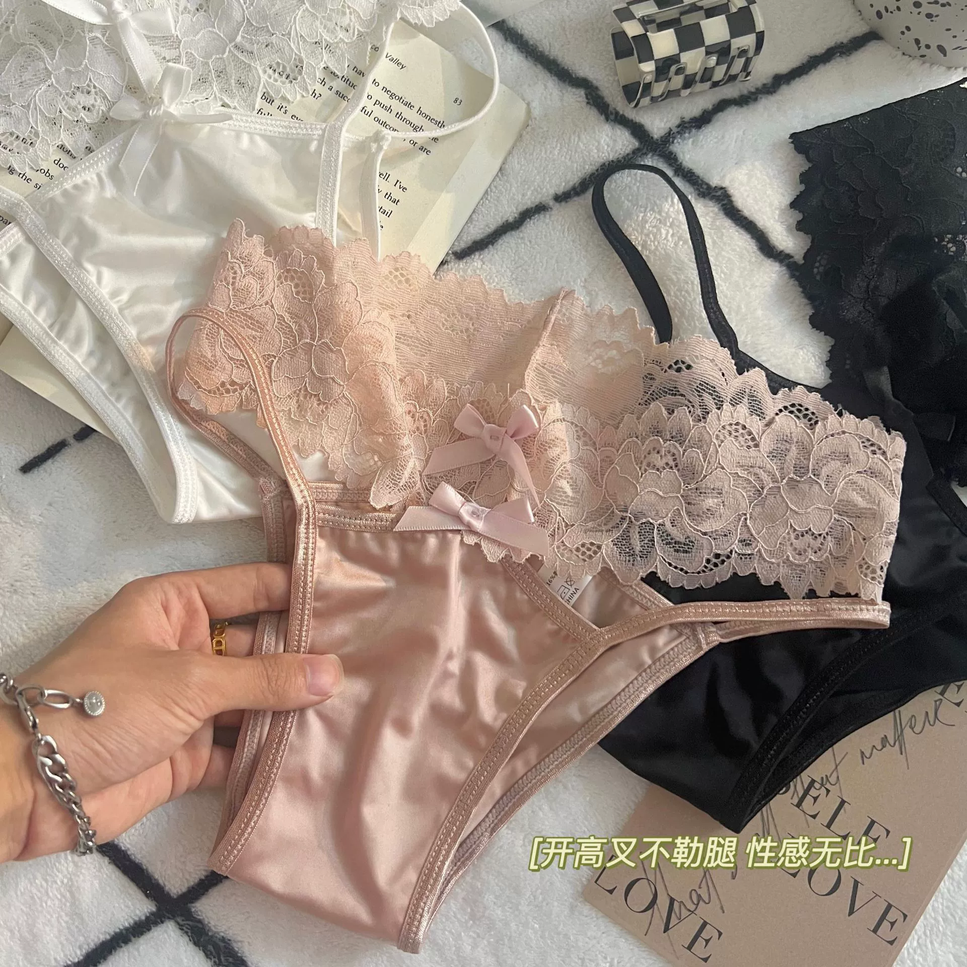 Дышащие хлопковые кружевные sexy штаны с бантом