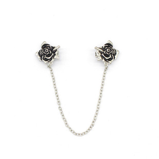 European and American Fashion Brooch, High-End Oil-Dropping Rose Flower Collar Clip, Shirt Chain, Men's and Women's Suit Cardigan Corsage Accessories