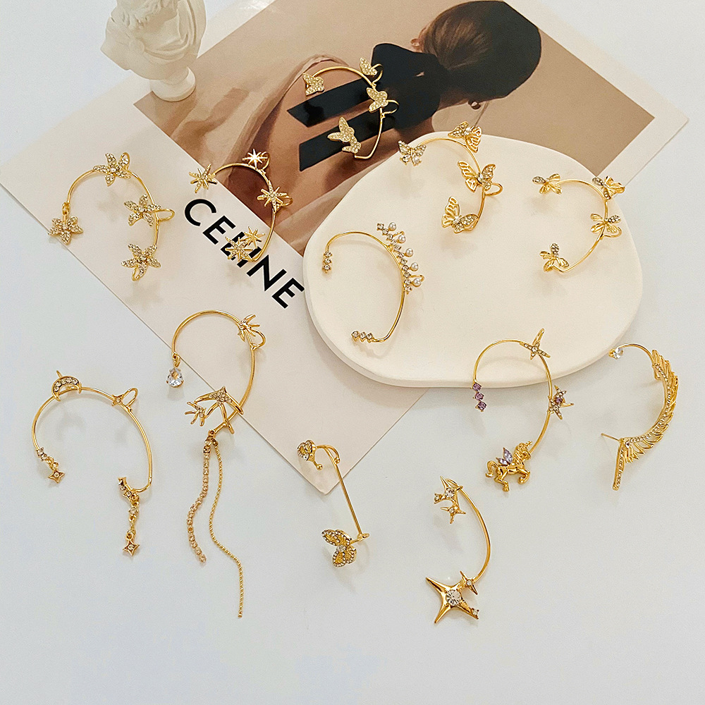 Fashion Diamond Butterfly Ear Drop Female Non-pierced Alloy Ear Clip display picture 1