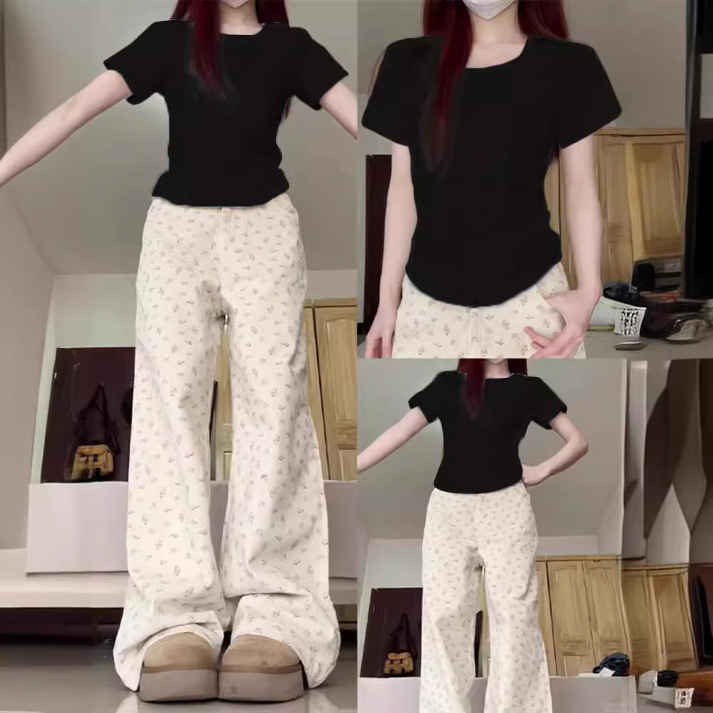 Elegant light yellow dopamine outfit slim fit short-sleeved t-shirt women's summer niche clothing 2025 new style 