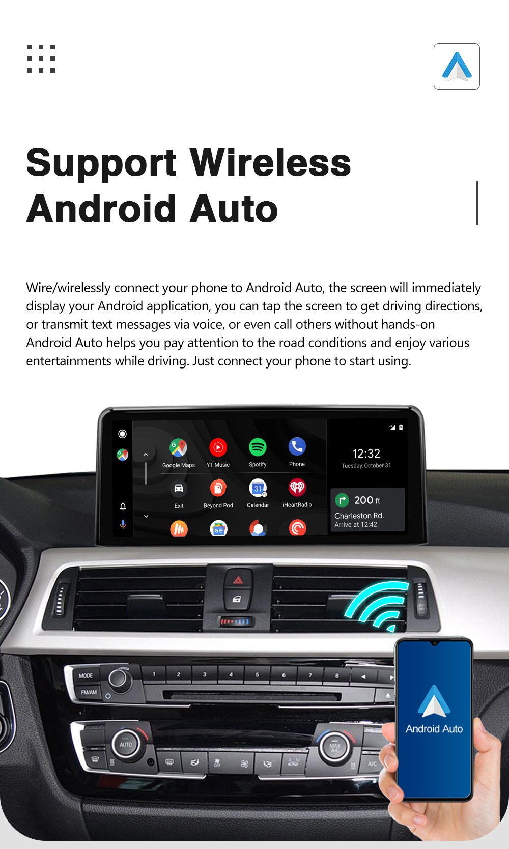 10.25 "Wireless CarPlay Display for 3 Series/4 Series NBT Radio Player Linux Touch Screen