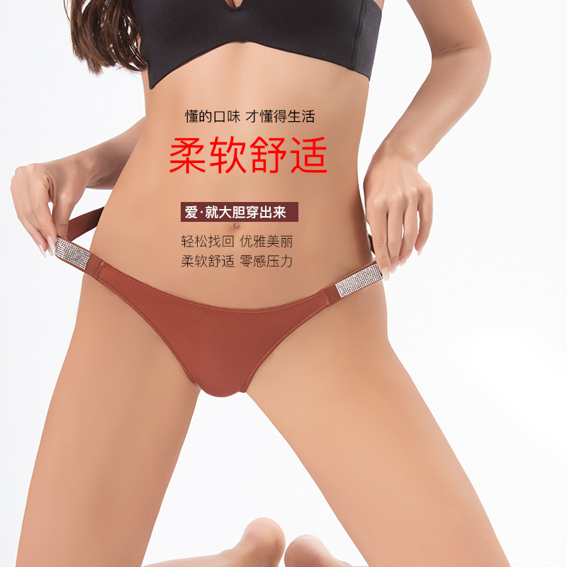New thong women's European and American sexy rhinestone smooth underwear women's low waist rhinestone underwear new