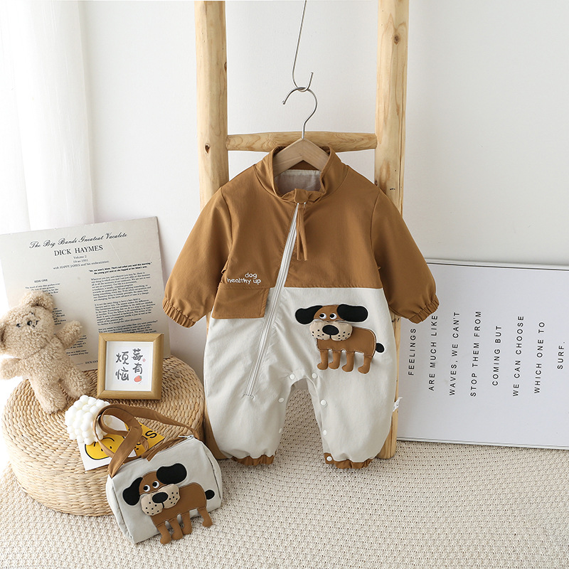 Infant one-piece spring and autumn fashion cute baby outdoor clothing set 100 days anniversary coat crawling suit 