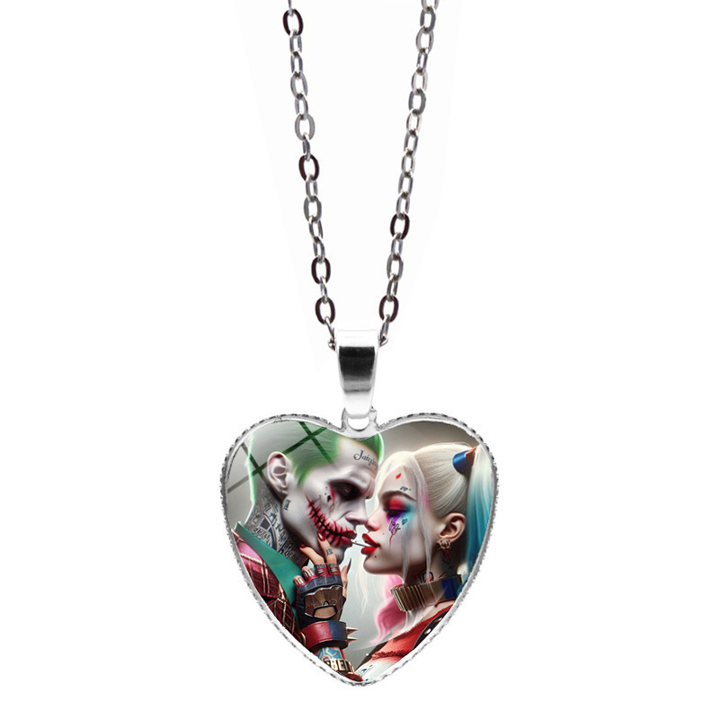 Clown Women Love Necklace Jewelry Clown Joker Harley Quinn Heart Pendant Woolen Chain Hot Selling Accessories Clown Women Love Necklace Jewelry Clown Joker Harley Quinn Heart Pendant Woolen Chain Hot Selling Accessories