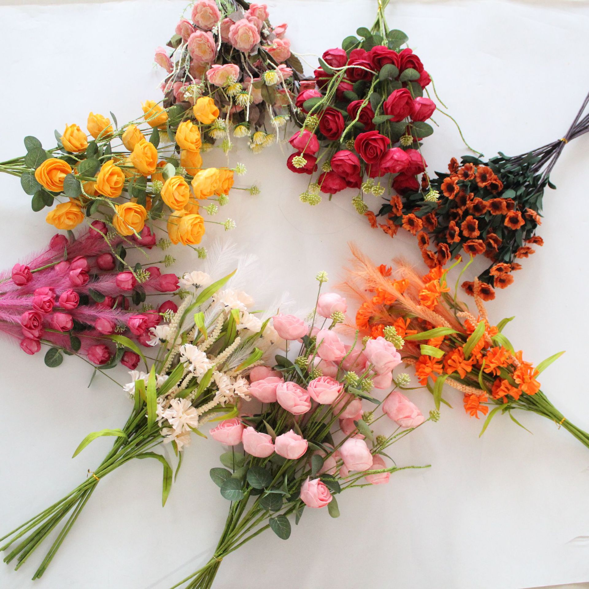 Año nuevo decoración de flores artificiales ramo de flores artificiales decoración del hogar DIY arreglo de flores rosa al por mayor ramo de flores artificiales