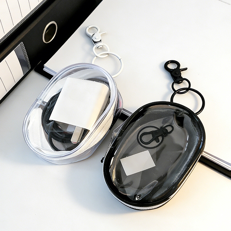 New Data Cable Charger Charging Transparent Storage Bag Portable Carry-On Earphone Storage Box Cosmetic Bag