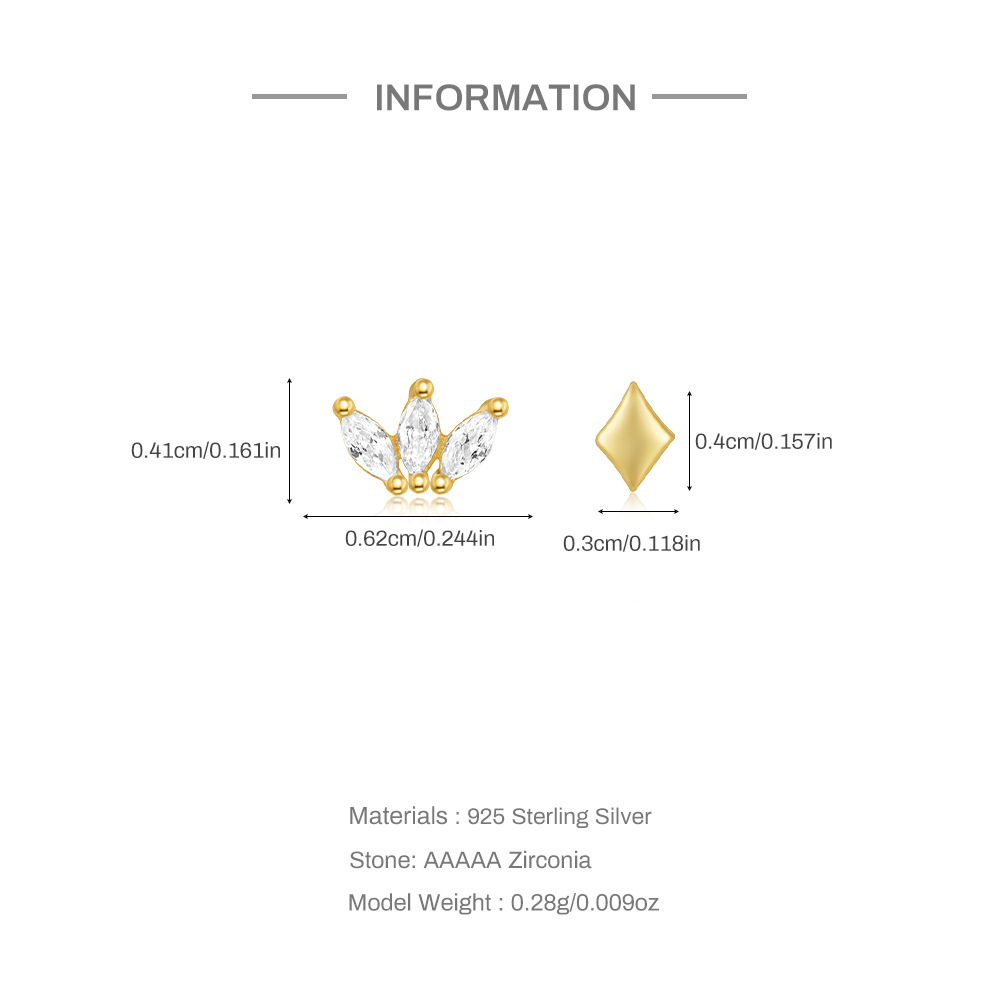 2g Weight Ear Studs Classification Ear Cartilage Rings & Studs Piercing Type 1 Piece Quantity Holiday, Daily Occasion 925 Sterling Silver Material Solid Color Pattern Women's Gender Simple Style, Classic Style Style 1 Piece 925 Sterling Silver Solid Color Ear Studs 3