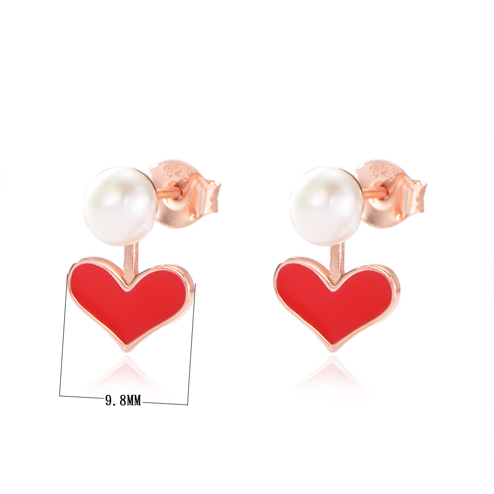 Corea del Sur Dongdaemun pendientes s925 plata esterlina multi-color en forma de corazón pendientes de epoxy lindo dulce perla pendientes de las mujeres