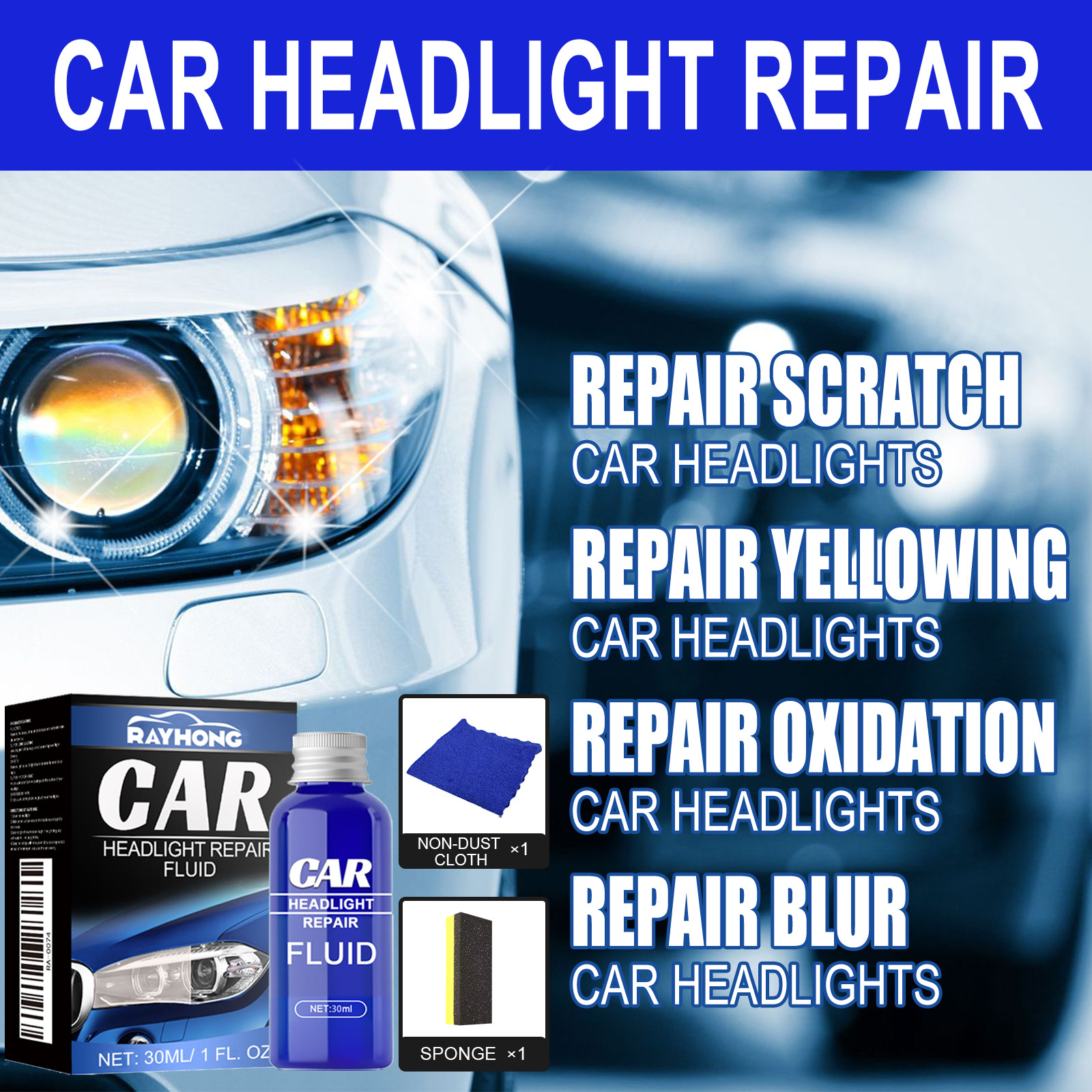 Scheinwerfer-Reparaturmëttel-Set Scheinwerfer-Kristallplatéierung Reparaturmëttel Autoscheinwerfer-Reparaturflëssegkeet_voghion.com