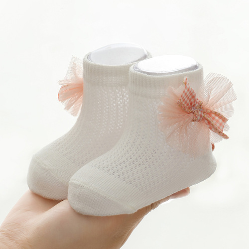 Baby Girl Socks Summer Thin Newborn Baby Socks Cute Bowknot Princess Ins Baby Mesh Socks Children Floral Edge