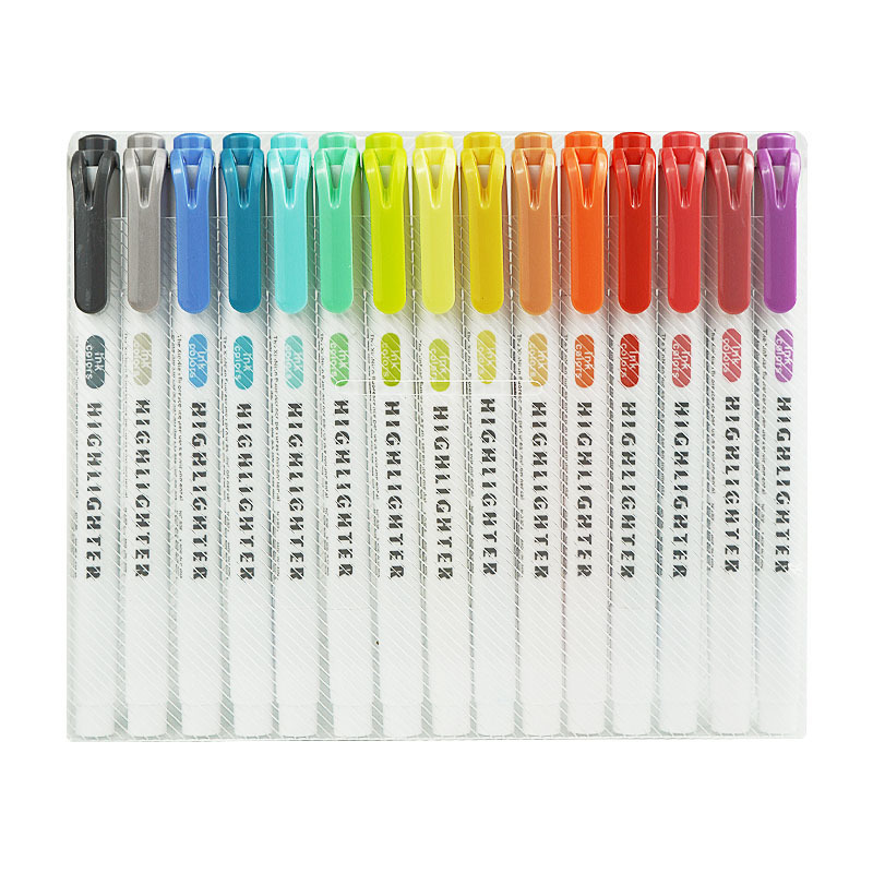 ダブルヘッド蛍光ペン30色セット学生マークペン重点マーカー高颜値カラー手帳ペン卸売り|undefined