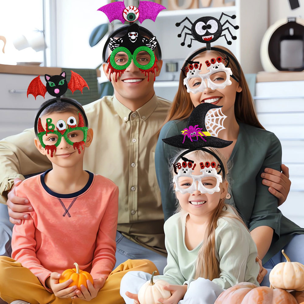 120g Weight headband, Glasses Event & Party Supplies 1 Piece Quantity Party, Festival Occasion Plastic, Felt cloth Material Halloween Festival Spider, Bat Pattern Cute Style Halloween Cute Spider Bat Plastic Felt Cloth Party Festival Headband Glasses 9