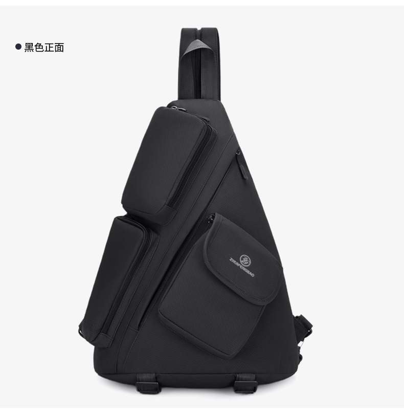 2025 New cross-border men's chest bag, casual men's bag, large-capacity retro multi-functional crossbody bag, soft leather single-shoulder bag undefined