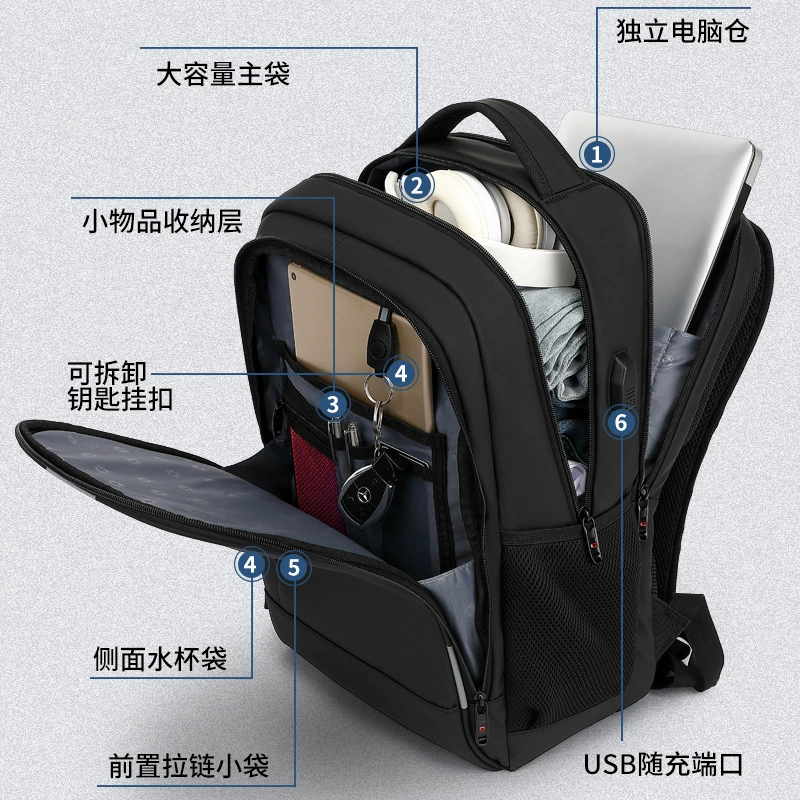Capacious backpack, laptop for traveling, business version, 17.3inch
