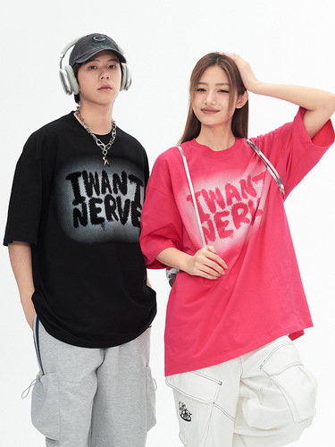 Kang Road Men's Clothing Couple Trendy Letter Print Short Sleeve T-Shirts for Men and Women Spring and Summer New Relaxed American Style T-Shirts