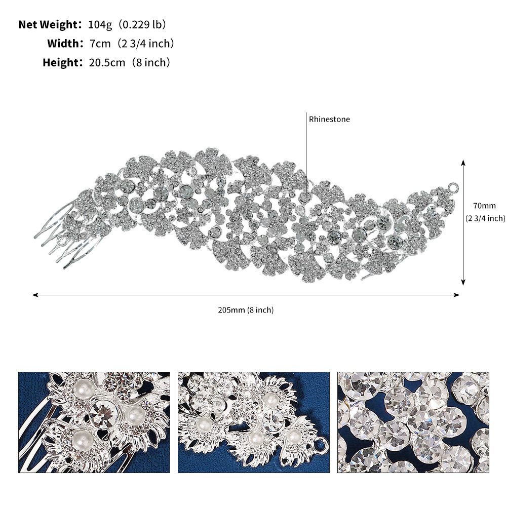 Fashion Flower Alloy Inlay Rhinestones Insert comb 1 Piece