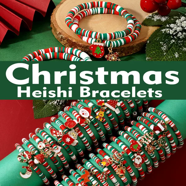 Europe and the United States best selling new Christmas bracelet Santa Claus Christmas pendant red green white soft ceramic Christmas bracelet