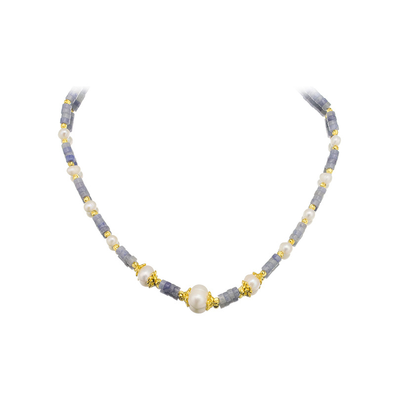 Collar de perlas de agua dulce natural nicho de alto nivel de sentimiento de amarela espaciador collar de oro real 18k joyas para mujeres