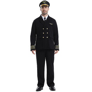 Halloween Costume Export Performance Aviation Captain Work Clothes Suit Stewardess Black Uniform Role Cosplay