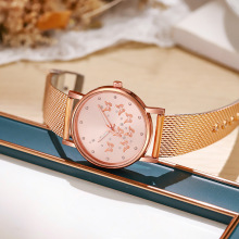 刘氏新款跨境蝴蝶女士休闲手表时尚胶带腕表女石英表潮流网带手表
