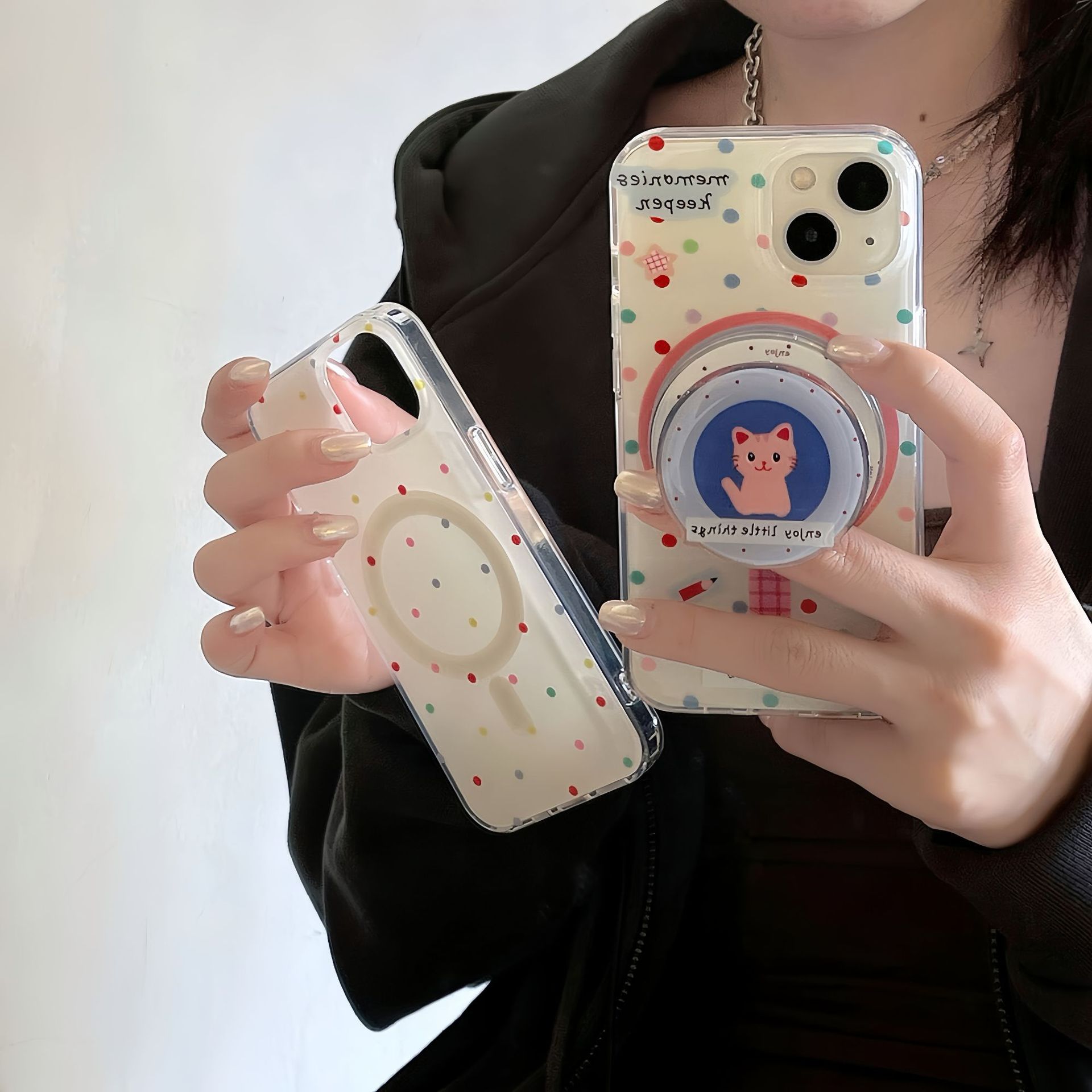 Ins color lunares atracción magnética gato para iPhone14/15ProMax funda para teléfono 12 Apple 13 hembra 14 duro