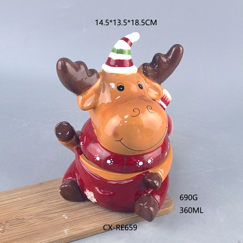 Cerámica Santa en forma de árbol de Navidad galletas en relieve pintado pan de jengibre casa de dulces y muñeco de nieve tanque de almacenamiento