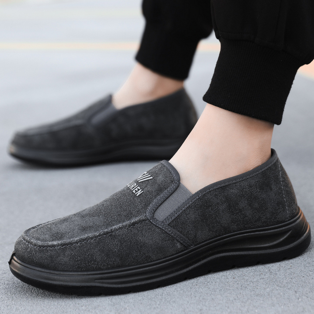 Old Beijing Cotton Shoes - New Men's Canvas Shoes, Large Size, One-Piece Casual Walking Shoes with Soft Polyurethane Sole