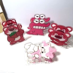 ins Little Red Book Same Style Acrylic Hello Kitty Pen Containers Advanced Dinosaur Pen Containers Strawberry Bear Pen Containers Girl's Heart Pendulum
