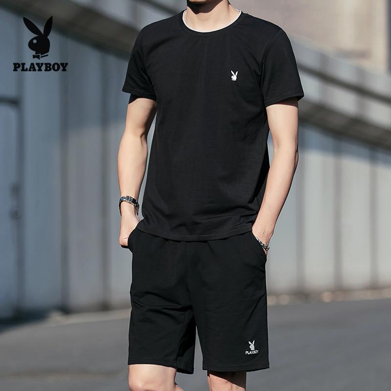 短袖t恤男士2021新款夏季潮牌短裤一套衣服半袖休闲运动冰丝套装T