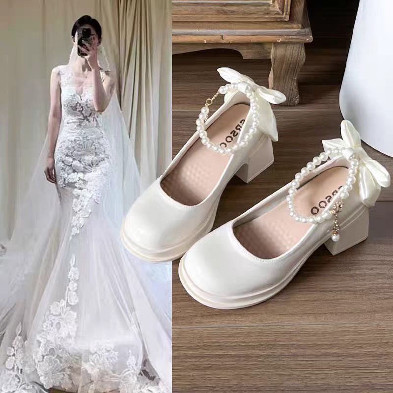French-style high-heeled shallow Mary Jane leather shoes for women, 2025 summer new versatile retro Mary Jane shoes to match with skirts French-style high-heeled shallow Mary Jane leather shoes for women, 2025 summer new versatile retro Mary Jane shoes to match with skirts