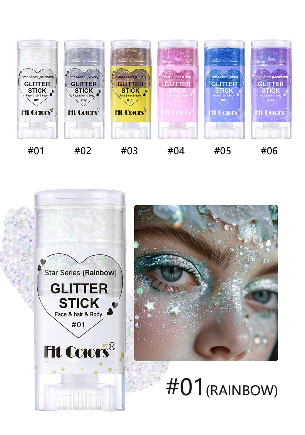 Fit Colors 6-color body painting, sequined stick face, lip star glitter eyeshadow, festival stage makeup undefined